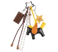 Georgie Porgy Taschenanhänger Schlüsselanhänger Handtaschen Zubehör für Damen Bag Charm Schultasche Rucksack Sporttasche Keychain Geburtstagsgeschenk für Mädchen (Pferd Stern Schokolade)