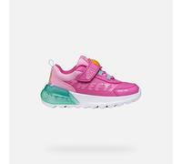 Sneaker GEOX "Blinkschuh J ACTIVART ILLUMINUS", Damen, Gr. 33, fuchsia, blau, Lederimitat, Textil, Schuhe Sneaker, Halbschuh, Klettschuh, Blinkfunktion, Größenschablone zum Download (61836941-33) fuch