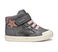 Lauflernschuh GEOX "B GISLI GIRL", Kinder, Gr. 23, grau (grau, pink), Synthetik, Textil, sportlich, Schuhe, Boots, Glitzerschuh mit Gummizug und Klett (98975559-23) grau, pink