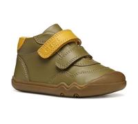 Klettboot GEOX "B STEPPIEUP BOY", Kinder, Gr. 26, grün (grün, gelb), Glattleder, casual, Schuhe, Barfußschuh mit Klettverschluss, Größenschablone zum Download (42354437-26) grün, gelb