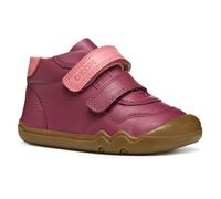 Klettboot GEOX "B STEPPIEUP GIRL", Kinder, Gr. 23, lila (beerenfarben), Glattleder, casual, Schuhe, Barfußschuh mit Klettverschluss, Größenschablone zum Download (24177867-23) beerenfarben