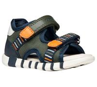 Lauflernschuh GEOX "B SANDAL IUPIDOO BOY", Baby, Gr. 24, dunkelgrün, orange, Lederimitat, Textil, Mesh, bestickt, Basic, Schuhe Lauflernschuh, Babyschuh mit Klettverschluss, Größenschablone zum Downlo