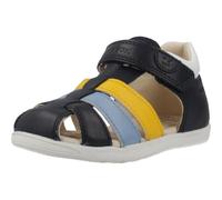 Lauflernschuh GEOX "B SANDAL MACCHIA BOY", Baby, Gr. 24, navy, gelb, Leder, Lederimitat, Schuhe Lauflernschuh, Babyschuh, Kontrast-Riemchen, Größenschablone zum Download (54992114-24) navy, gelb