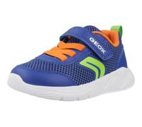Lauflernschuh GEOX "B SPRINTYE BOY", Baby, Gr. 23, blau, orange, Lederimitat, Mesh, Schuhe Lauflernschuh, Babyschuh mit farbenfrohen Besätzen, Größenschablone zum Download (49521857-23) blau, orange