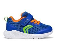 Lauflernschuh GEOX "B SPRINTYE BOY", Baby, Gr. 23, blau, orange, Lederimitat, Mesh, Schuhe Lauflernschuh, Babyschuh mit farbenfrohen Besätzen, Größenschablone zum Download (49521857-23) blau, orange