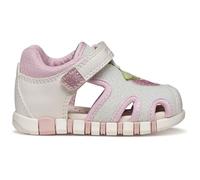 Geox Lauflernschuh B SANDAL IUPIDOO GIR Baby Gr. 25 Weiß/Rosa Lederimitat/Textil mit süßem Aufnäher