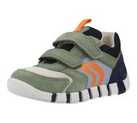 Lauflernschuh GEOX "B IUPIDOO BOY", Baby, Gr. 23, olivgrün, navy, Leder, Lederimitat, Textil, Schuhe Lauflernschuh, Babyschuh mit farbigen Besätzen, Größenschablone zum Download (94737847-23) olivgrün