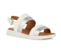 Geox D DANDRA A Slide Sandal, White/Silver, 38 EU