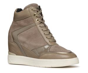 Geox D Maurica Leder Damen Dunkel Taupe Turnschuhe EU 40,5 / UK 7