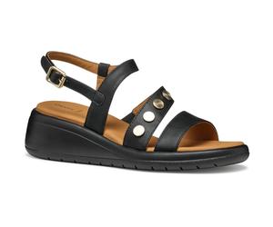 Geox D MELICONIA Synthetische Polyurethan Damen Schwarz Keilabsätze EU 40,5 / UK 7