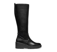 Geox D Miereille Damenstiefel aus Leder mit Keilabsatz, Schwarz , 36 EU