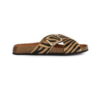 Geox D New BRIONIA B B Flat Sandal, LT Sand/Black, 39 EU