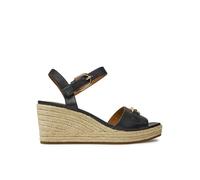 Geox D PANAREA C Wedge Sandal, BLACK, 38 EU