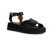 Geox Damen D EOLIE Espadrille Wedge Sandal, Black, 37 EU