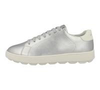 GEOX Lederimitat Sneaker, silber, 37 Silber/ Weiß