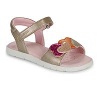 Sandale GEOX "J SANDAL JOYFOOT GIR", Mädchen, Gr. 32, goldfarben, pink, Lederimitat, Schuhe Sandale, Sandale mit Fersenriemen, Größenschablone zum Download (34216323-32) goldfarben, pink