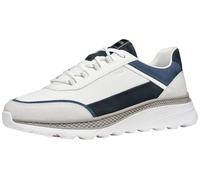 Sneaker GEOX "Geox Sneaker Lederimitat/Textil", Herren, Gr. 43, weiß, navy, Lederimitat, Textil, Schuhe Sneaker (32855544-43) weiß, navy