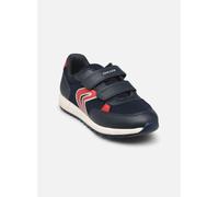 Geox J ALBEN Boy C Sneaker, Navy/Red, 34 EU