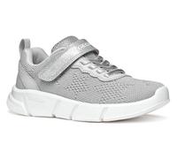 Sneaker GEOX "J ARIL GIRL", Kinder, Gr. 38, silber (silberfarben), Textil, Synthetik, Glitzer, modisch, Schuhe, Knitwear Sneaker, Klettschuh mit glitzerndem Klettriegel (81681055-38) silberfarben