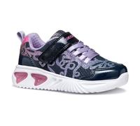 Sneaker GEOX "J ASSISTER GIRL Blinkschuh", Kinder, Gr. 33, blau (navy, lila), Textil, Synthetik, modisch, Schuhe, Klettschuh mit bunt glitzerndem Schleifchen Muster und Blinkfunktion (20753167-33) nav
