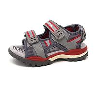 Geox J Borealis Boy D Peeptoe Sandalen, Grau (Grey/Red C0051), 34 EU