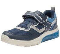 Geox J CIBERDRON Boy Sneaker, Navy/DK Silver, 35 EU