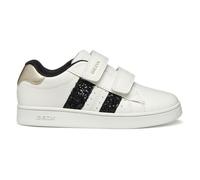 Geox J ECLYPER Mädchen-Sneaker, gebrochenes Weiß/Schwarz, Größe 36, Cremefarben/Schwarz, 33 EU