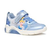 Sneaker GEOX "J FADINLIGHT GIRL Blinkschuh" Gr. 30, blau, Kinder, Textil, Synthetik, Schuhe, Disney Sneaker, Klettschuh mit Glitzer und Cinderella Motiv, Blinki (65226706-30) blau