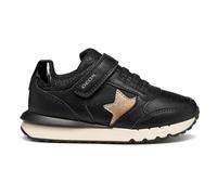 Geox J FASTICS Girl Sneaker, Black/LT Gold, 37 EU