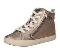 Sneaker GEOX "J GISLI GIRL", Mädchen, Gr. 28, goldfarben, Lederimitat, Textil, Schuhe Sneaker, Schnürboots in Metallicoptik, Warmfutter, Größenschablone zum Download (13209529-28) goldfarben