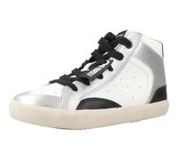 Geox J GISLI Girl Sneaker, White/Silver, 35 EU