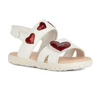 Geox J Haiti Girl Sandal, White/RED, 34 EU