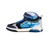 Geox J INEK Boy A Sneaker, Navy/Turquoise, 32 EU