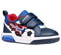 Sneaker GEOX "J INEK BOY", Damen, Gr. 30, navy, rot, Lederimitat, Textil, Schuhe Sneaker, Klettschuh mit Blinkfunktion, Größenschablone zum Download (45862521-30) navy, rot