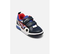 Sneaker GEOX "J INEK BOY", Damen, Gr. 24, navy, rot, Lederimitat, Textil, Schuhe Sneaker, Klettschuh mit Blinkfunktion, Größenschablone zum Download (45862521-24) navy, rot