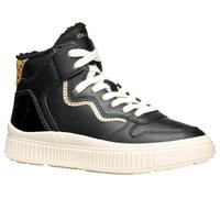 Geox J LAQUINNY Girl Sneaker, Black/Platinum, 34 EU