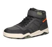 Sneaker GEOX "J PERTH BOY", Mädchen, Gr. 38, schwarz (schwarz, kombiniert), Lederimitat, Textil, Schuhe Sneaker, Freizeitschuh mit Kontrastbesätzen, Gummizug und Klettriemchen (55828343-38) schwarz, k