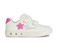 Geox J Skylin Girl A Sneaker, White/Fuchsia, 35 EU