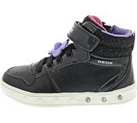 Geox J Skylin Girl B Sneaker, Black/Fuchsia, 29 EU