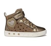 Sneaker GEOX "J SKYLIN GIRL Blinkschuh", Kinder, Gr. 27, beige, platin, Synthetik, Textil, metallic, Glitzer, sportlich, Schuhe, Schnürboots mit Glitzer, Blinkfunktion, Größenschablone zum Download (3
