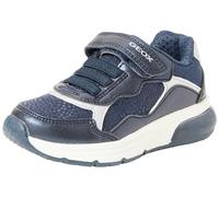 Geox J SPACECLUB Girl Sneaker, Navy/Silver, 29 EU