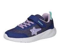 Sneaker GEOX "J SPRINTYE GIRL", Damen, Gr. 30, blau, lila, Lederimitat, Textil, Glitzer, Schuhe Sneaker, Slipper mit schönen Glitzerdetails, Größenschablone zum Download (91720712-30) blau, lila