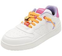 Geox J WASHIBA Girl D Sneaker, White/Fuchsia, 34 EU