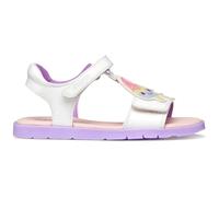Sandale GEOX "J SANDAL JOYFOOT GIR", Mädchen, Gr. 26, weiß, lila, Lederimitat, Basic, Schuhe Sandale, Sommerschuh, Klettschuh, Größenschablone zum Download (35966351-26) weiß, lila