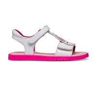 Sandale GEOX "J SANDAL JOYFOOT GIR", Mädchen, Gr. 27, pink (weiß, pink), Lederimitat, Basic, Schuhe Sandale, Sommerschuh, Klettschuh, Größenschablone zum Download (38480014-27) weiß, pink