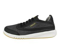 Geox Jungen Low-Top Sneaker AERANTER Boy, Kinder Halbschuhe,lose Einlage,Sportschuhe,Freizeitschuhe,Turnschuhe,Laufschuhe,Schwarz (Black/Yellow),30 EU