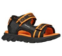 Sandale GEOX "J SANDAL AIRADYUM BO", Mädchen, Gr. 37, schwarz, orange, Lederimitat, Textil, Schuhe Sandale, Klettschuh, Freizeitschuh mit Größenschablone zum Download (43464755-37) schwarz, orange
