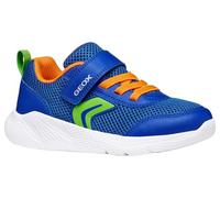 Sneaker GEOX "J SPRINTYE BOY", Damen, Gr. 28, blau, orange, Lederimitat, Mesh, Schuhe Sneaker, Halbschuh mit bunten Besätzen, Größenschablone zum Download (75658349-28) blau, orange