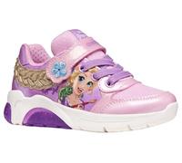 Sneaker GEOX "J FADINLIGHT GIRL DISNEY PRINCESS RAPUNZEL", Mädchen, Gr. 28, rosa, lila, Lederimitat, Textil, Schuhe Sneaker, Halbschuh mit Blinkfunktion, Größenschablone zum Download (90963118-28)