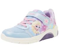 Sneaker GEOX "J FADINLIGHT GIRL DISNEY - PRINCESS ELSA FROZEN", Damen, Gr. 26, lila, hellblau, Lederimitat, Textil, Schuhe Sneaker, Blinkschuh mit Elsa-Motiv, Größenschablone zum Download (56128804-26